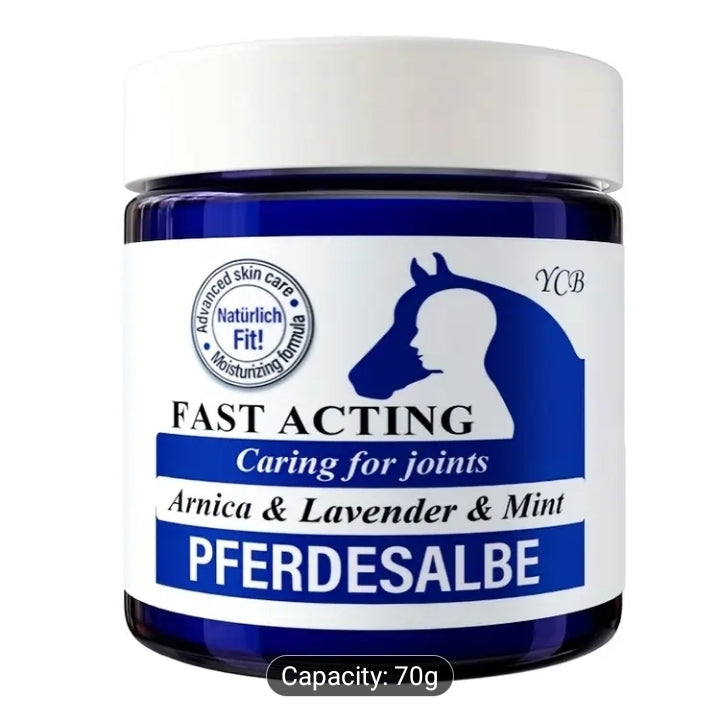 YCB 70g Horse Oil Joint Massage Cream with Arnica, Lavender & Mint.