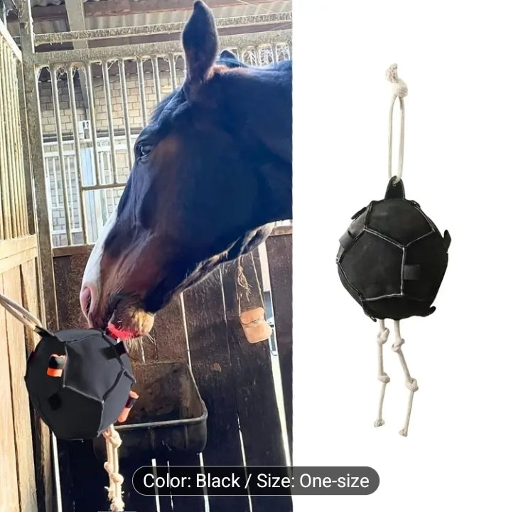 1pc Heavy-Duty Black Oxford Fabric Hexagonal Horse Training Ball with Hanging Loop & Interchangeable Ball.